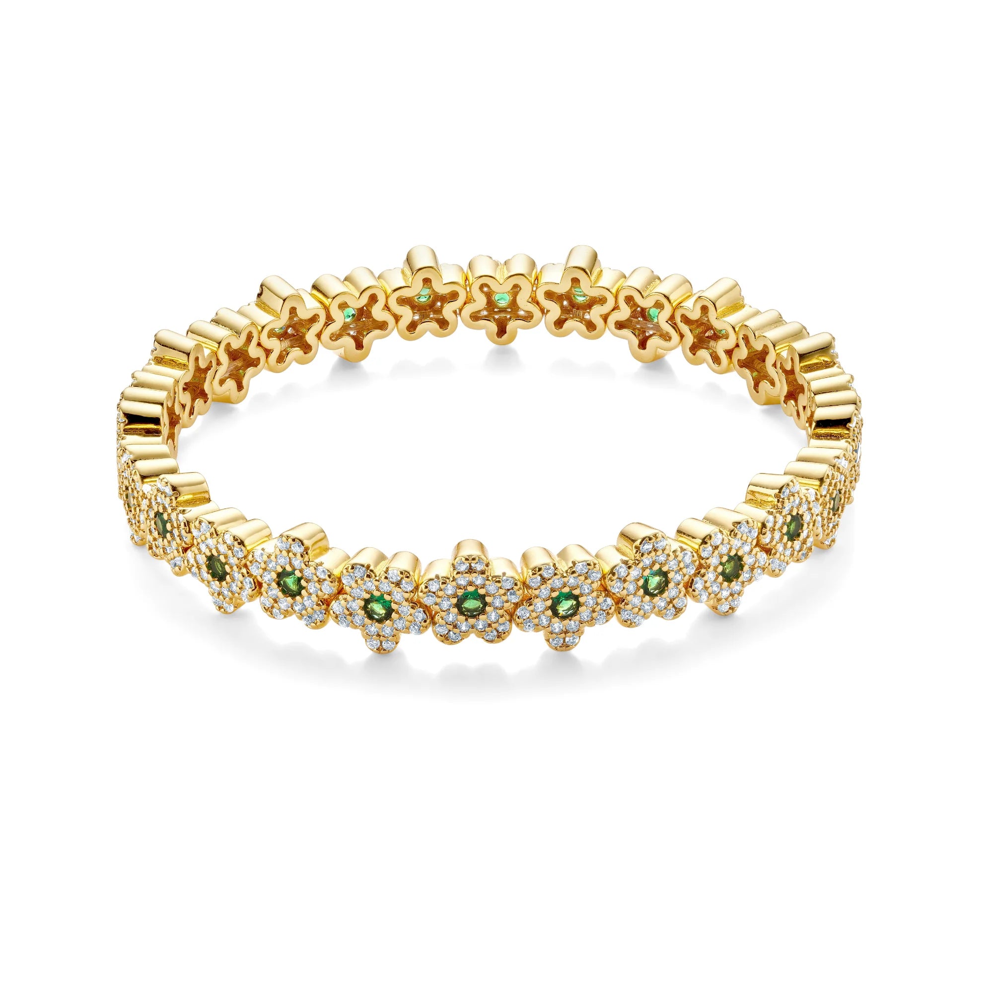 The Pavé Flower Bracelet (Emerald) by Orloveria
