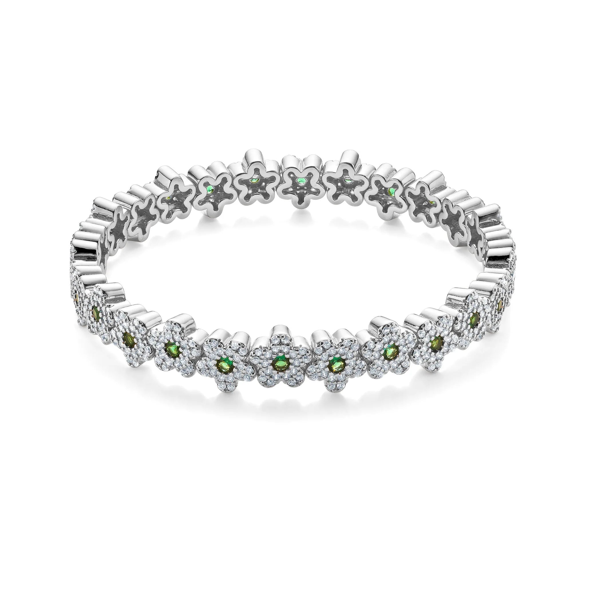 The Pavé Flower Bracelet (Emerald) by Orloveria