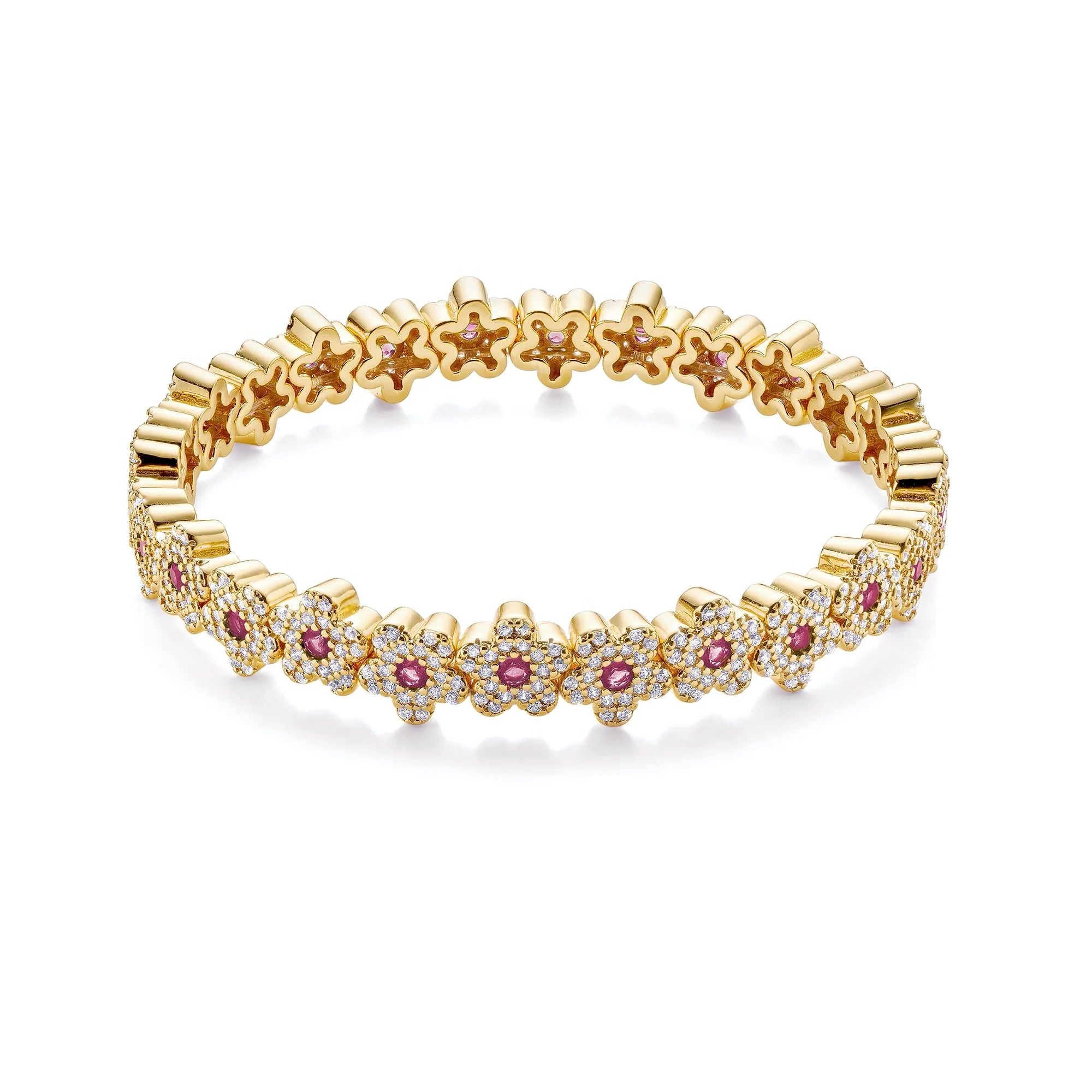 The Pavé Flower Bracelet (Ruby) by Orloveria