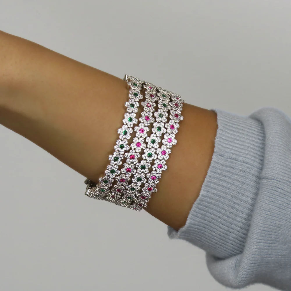 The Pavé Flower Bracelet (Ruby) by Orloveria