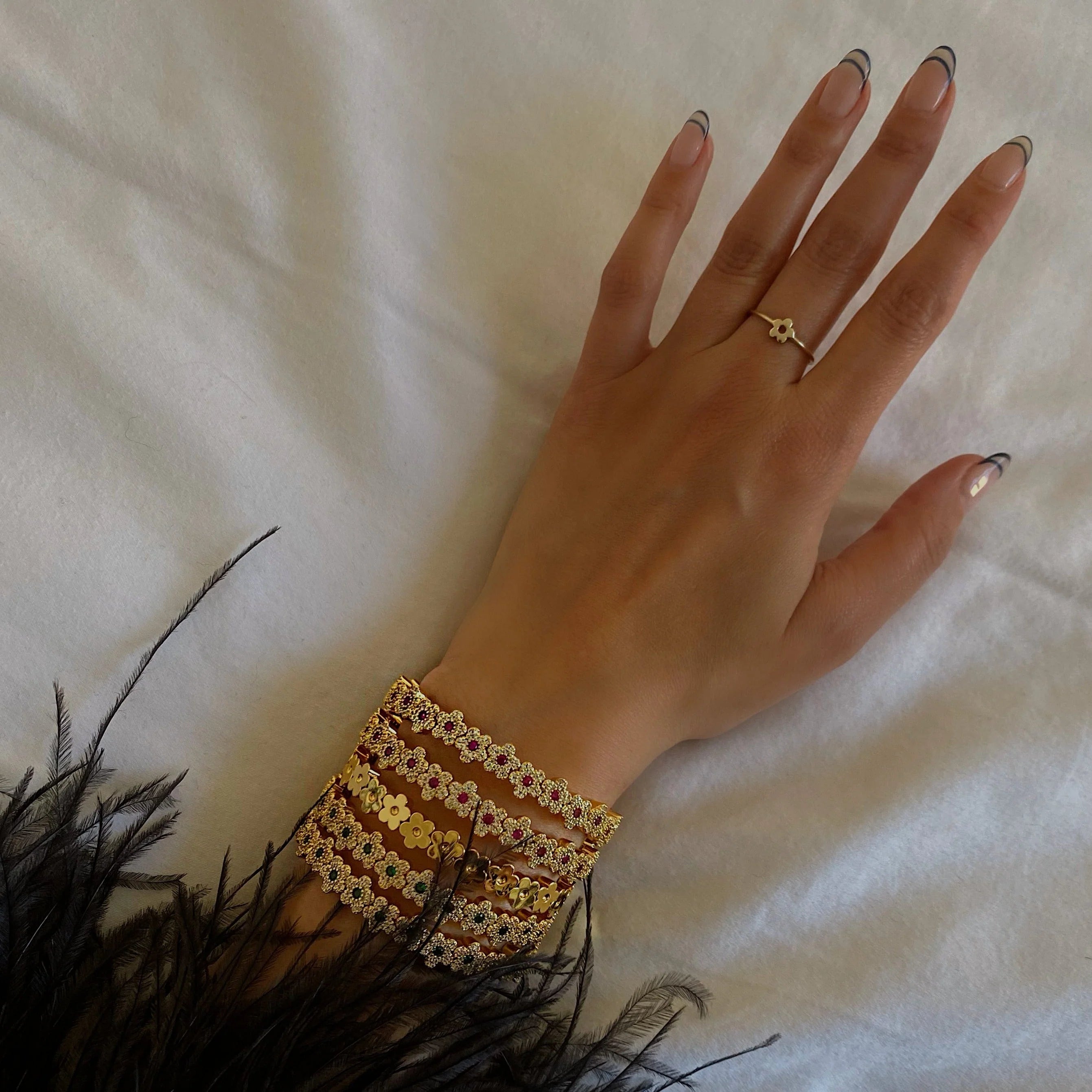 The Pavé Flower Bracelet (Ruby) by Orloveria