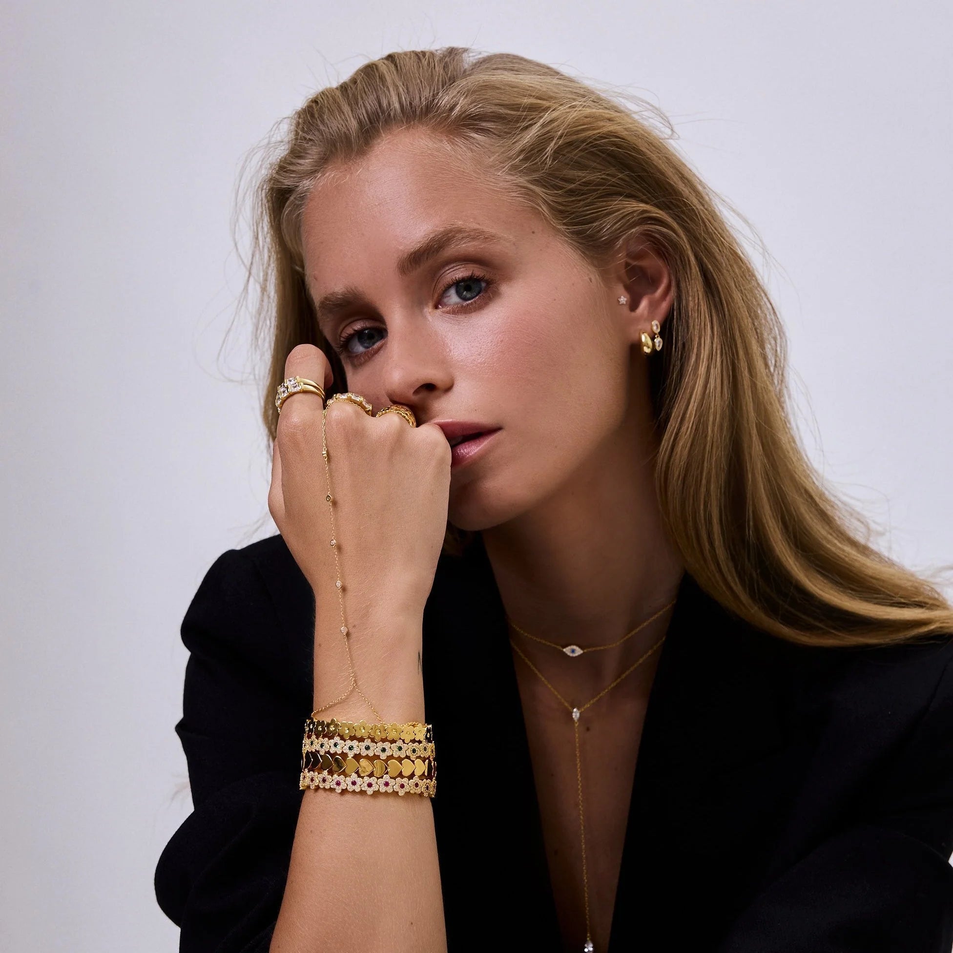 The Pavé Flower Bracelet (Emerald) by Orloveria
